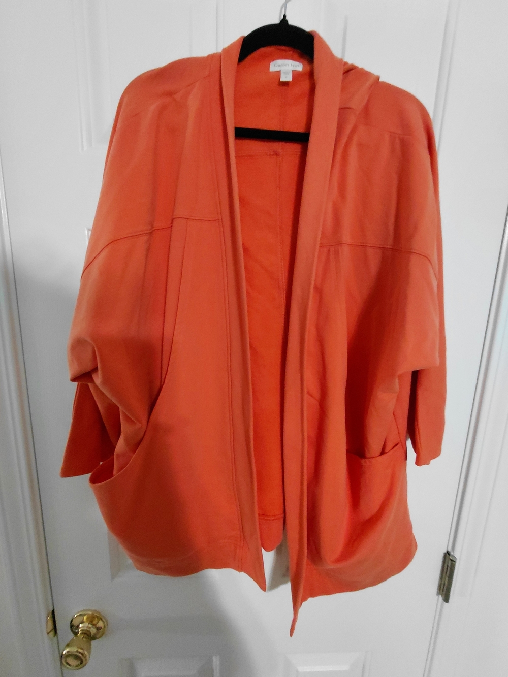 Garnet Hill Coral Open-Front Draped Cardigan